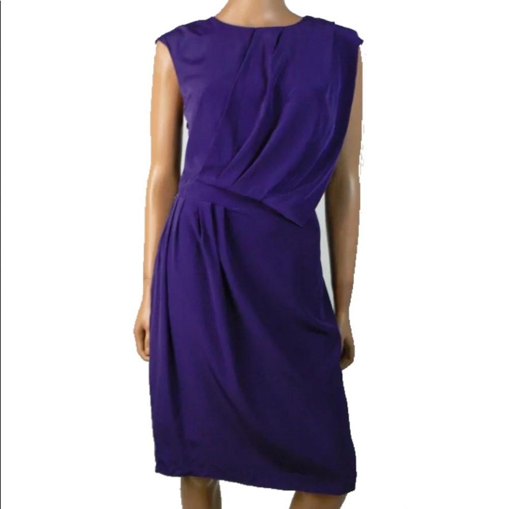 Adrianna Papell Vintage Y2K Satin Dress Wedding Guest Cocktail Formal Purple 4P